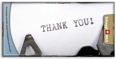 Greeting Card & Premium Swiss Chocolate, Postcard - Thank You Typewriter