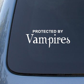 Protected By Vampires - Car, Truck, Notebook, Vinyl Decal Sticker #2618 | Vinyl Color: White