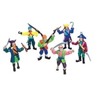 Set 12 Small Plastic Toy Pirates Pirate Figures stand 2-3/4 inches tall (70mm), 1/24th scale
