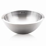 Decolav 1216-B 16-Inch Round Double-Walled Vessel with Overflow, Brushed Stainless