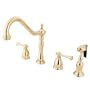 Kingston Brass KB1792BLBS Heritage Widespread Kitchen Faucet, 8" - 14" Variable Spread, Polished Bra
