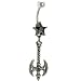 Jet Cubic Zirconia Gothic Axe Belly Ring