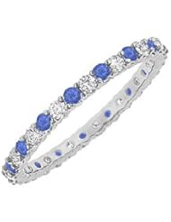 Sapphire and Diamond Eternity Bangle 14K White Gold - 6.00 CT TGW