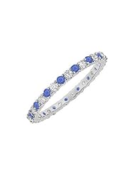 Sapphire and Diamond Eternity Bangle 14K White Gold - 6.00 CT TGW
