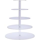 Premium Five 5-Tier Crystal Clear Acrylic Glass Round Wedding Cake Stand Cupcake Tree for Wedding Cupcakes Dessert Tower Cupcake Stand for Party Cupcakes and other Desserts