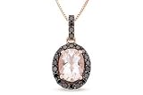 1 1/5 Carat Morganite and Black Diamond 14K Pink Gold Pendant