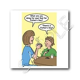 Rich Diesslins Funny General Cartoons - Fathers Day discussion between mother and son - Iron on Heat Transfers