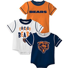 Chicago Bears Infant 3-Pack Bodysuits Navy