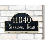 Arch Marker Standard Address Plaques-Lawn Two Line (Green w/ Gold Writing) (9.25h x 15.75w)