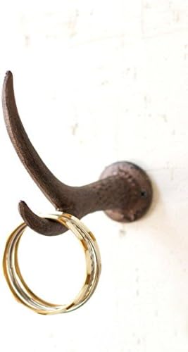Cast Iron Antler Wall Hook, Rustic, 6 x 4 in
