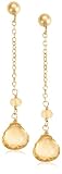 14k Yellow Gold Citrine Briolette Drop Earrings