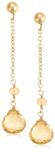 14k Yellow Gold Citrine Briolette Drop Earrings