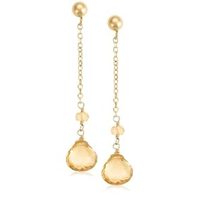 14k Yellow Gold Citrine Briolette Drop Earrings by Amazon.com Collection