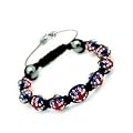 BRACELET SHAMBALLA UNISEXE - EN CRISTAL DRAPEAU ANGLAIS - HEMATITE, REGLABLE