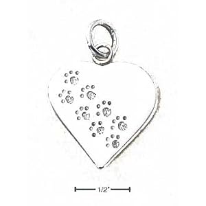 Buy Sterling Silver Heart With Paw-print Charm (Backside Is Engravable) by JewelryWeb