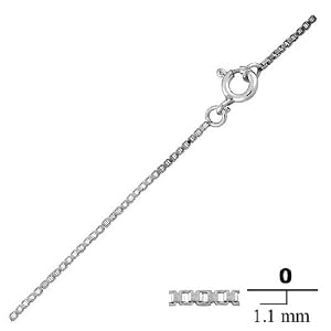 1mm Sterling Silver & Rhodium Box Chain in 16", 18", 20", 24" or 30" Lengths, #8416