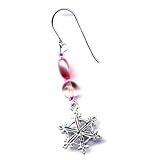 Pink & Peach Snowflake Earrings Sterling Silver Jewelry Gift Boxed
