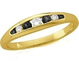 14K Yellow Gold Black and Yellow Diamond Anniversary Band with Diamonds