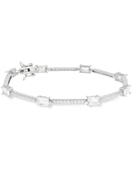 Sterling Silver Simulated Diamond Station Bracelet, 7.25"