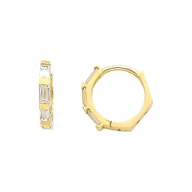 14K Yellow Gold Princess CZ Huggies Earrings for Baby and Children