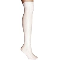 Ivory Cable Knit Thigh High Over The Knee Socks, One Size