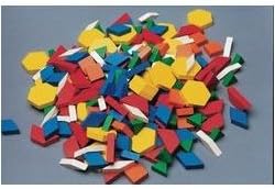 School Smart Wooden Pattern Blocks - Set of 250 - Assorted Shapes and Colors