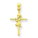 14k Praying Girl Cross Pendant