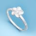 Sterling Silver Ring - Plumeria with Clear CZ and Satin Finish - 9 mm x 2 mm, Sizes 4-9