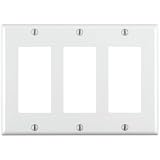 Leviton 80411-W 3-Gang Decora/GFCI Device Decora Wallplate, Standard Size, Thermoset, Device Mount, White