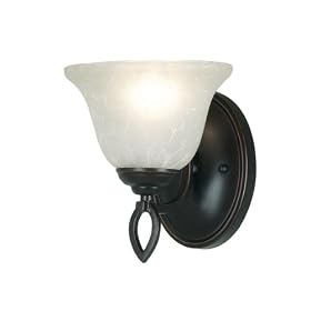 Kenroy Home 90815ORB Serenade 1-Light Vanity with Frosted White Marbleized Glass Shade, Oil Rubbed Bronze