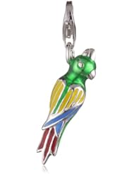 VINANI brand Germany 925 Sterling Silver Charm Pendant Parrot Neon green yellow enameled Bird HPBB