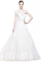 Chiffon/Taffeta/Tulle One Shoulder Beaded Crystal Lace Applique Crystals Pageant Dress 
