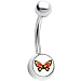 Stainless Steel Fly Away Home Butterfly Logo Belly Ring