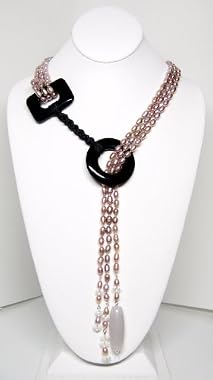 {OnlyOne! FLASH Sale} HinsonGayle Glamour Collection "VENUS" Naturally Pink Cultured Pearl Lariat Necklace (3-Strand)