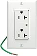 Leviton 5380-W 20 Amp, 125 Volt, Decora Plus Duplex Receptacle, Straight Blade, Industrial Grade, Self Grounding, Surge w/ Indicator Light, White