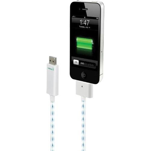Dexim Visible Green Smart Charge & Sync Cable for iPhone, iPod Touch & iPad (White/Blue)