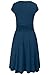 Finejo Women's V-Neck Casual Vintage Ruched Waist Cocktail Swing Party Dress Lake Blue X-Large