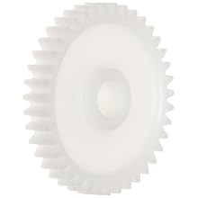 Spur Gear, 20 Degree Pressure Angle, Acetal, Inch, 20 Pitch, 0.650" Pitch Diameter, 1/4" Bore, 0.650" OD, 3/8" Face Width, 13 Teeth
