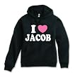 I Heart (Love) Jacob Adult Black Hooded Sweatshirt