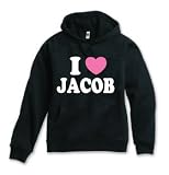 I Heart (Love) Jacob Adult Black Hooded Sweatshirt
