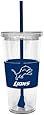 NFL Detroit Lions 22 Ounce Insulated Tumbler with Rubber Sleeve and Stir Straw