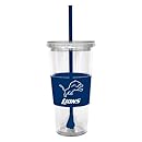 NFL Detroit Lions 22 Ounce Insulated Tumbler with Rubber Sleeve and Stir Straw
