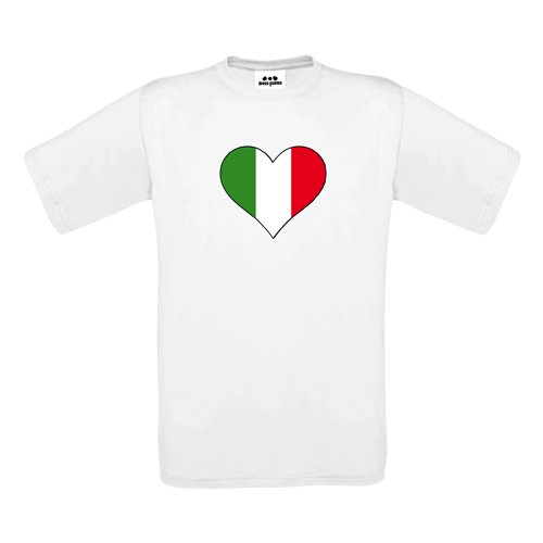 Italia T-Shirt – Fahne in Herzform Grün-Weiß-Rot – S M L XL XXL XXXL – Textil white / Größe XL
