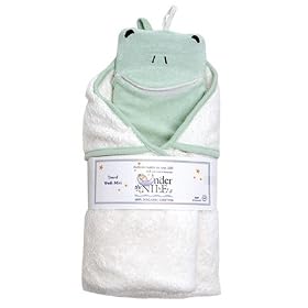 Organic Hooded Towel and Frog Wash Cloth Set by Under the Nile