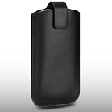 SAMSUNG I5800 GALAXY 3 BLACK GENUINE LEATHER POCKET POUCH COVER CASE BY CELLAPOD CASES