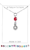 Clayvision Basketball Charm Necklace with Birthstone/Team Color Swarovski Crystal