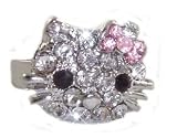 Hello Kitty Ring with Pink Crystal Bow - Adjustable Band