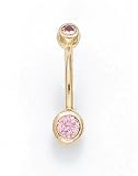 14K Channel-Set Pk CZ Belly ring ES-1963