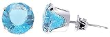 Sterling Silver 11 MM Round Aquamarine Cubic Zirconia Stud Post Friction Back Earrings