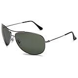 Ray-Ban RB3293P Bubble Wrap Aviator Polarized Sunglasses,Silver Frame/Green Lens,63 mm
